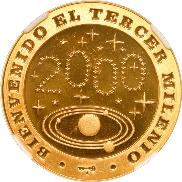 CUBA, Havana mint, gold proof 50 pesos, 2000, Welcome New Millennium - Solar System, NGC PF 68 Ultra