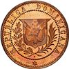Image 1 : DOMINICAN REPUBLIC, copper proof essai 1 centavo, 1878, wreath type, small letters, NGC PF 65 RB, ex