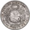 Image 2 : GUATEMALA, Guatemala City, 1 peso, "½ real" counterstamp of 1894 on a Lima, Peru, 1 sol, 1885 TD, NG