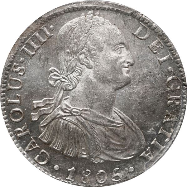 MEXICO, Mexico City, bust 8 reales, Charles IV, 1805 TH, PCGS MS62.