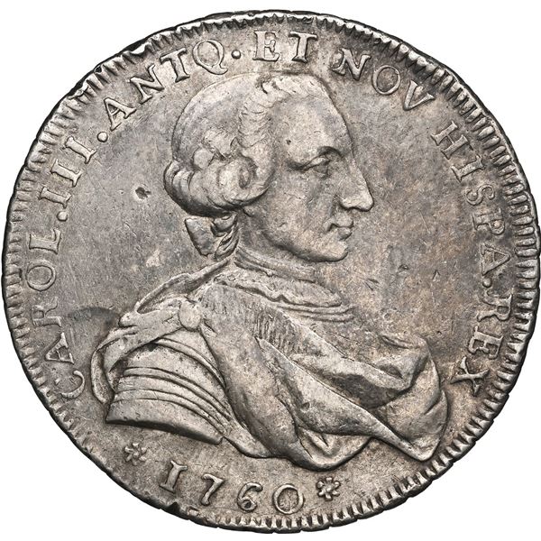 MEXICO, Córdoba, 4 reales-sized proclamation medal, Charles III, 1760, struck variety, very rare, NG