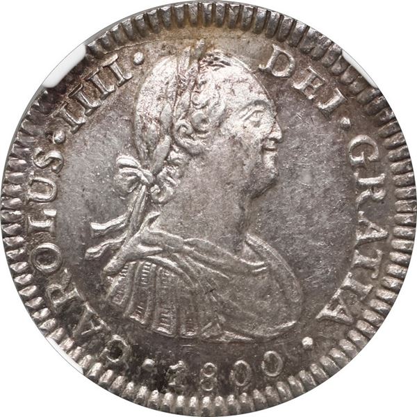 MEXICO, Mexico City, bust 1 real, Charles IV, 1800 FM, NGC MS 62.