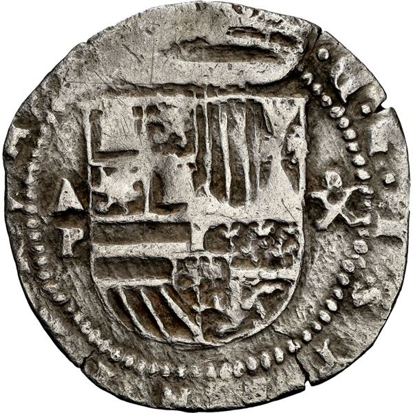 PANAMA, Panama City, cob 1 real, Philip II, assayer oX to right, mintmark AP to left, no denominatio