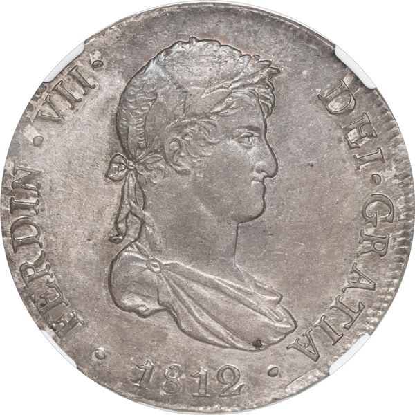 PERU, Lima, bust 8 reales, Ferdinand VII, 1812 JP, NGC AU 55.