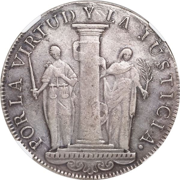 PERU, Lima, 8 reales, 1823 JP, "Peru Libre" type, NGC VF 25, ex-O'Brien.