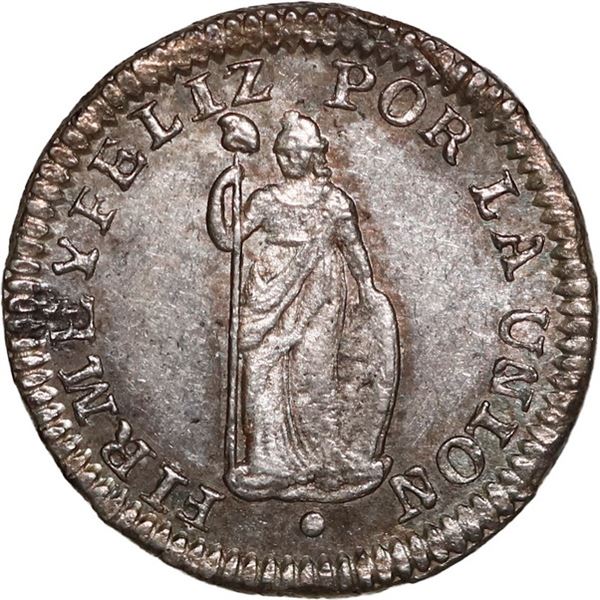 PERU, Lima, ½ real, 1838 MB, NGC MS 63, "top pop," ex-O'Brien.