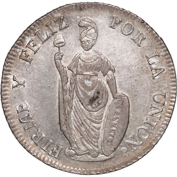 PERU, Lima, 4 reales, 1843 MB, NGC AU 58, finest known in NGC census, ex-O'Brien.