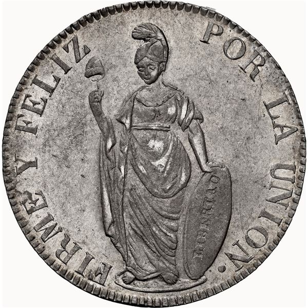 PERU, Lima, 4 reales, 1855/4 MB, NGC MS 61, ex-O'Brien.