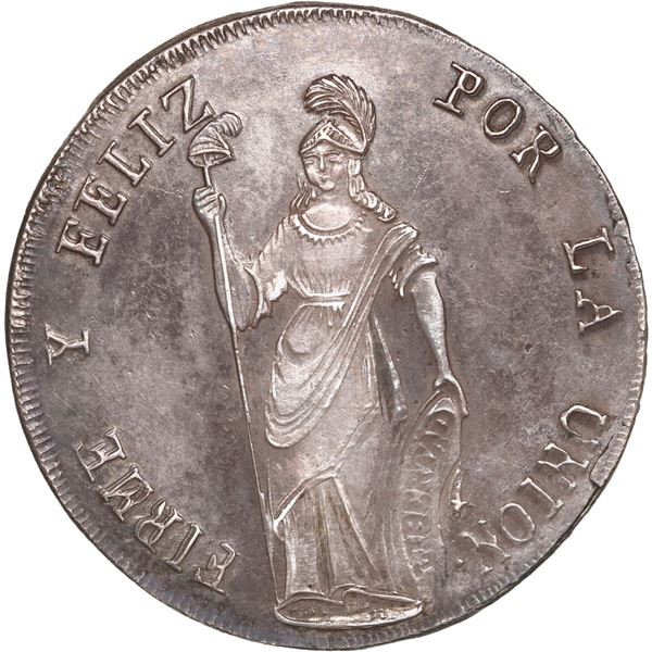 PERU, Pasco, 4 reales, 1855 M, mintmark PASCO, with REP• PERUANA, circled B wreath, coin ax