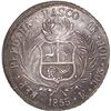 Image 2 : PERU, Pasco, 4 reales, 1855 M, mintmark PASCO, with REP• PERUANA, circled B wreath, coin ax