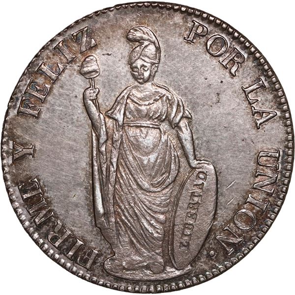 PERU, Lima, 4 reales, 1856 MB, rare, NGC UNC details / obv cleaned, finest and only example in the N