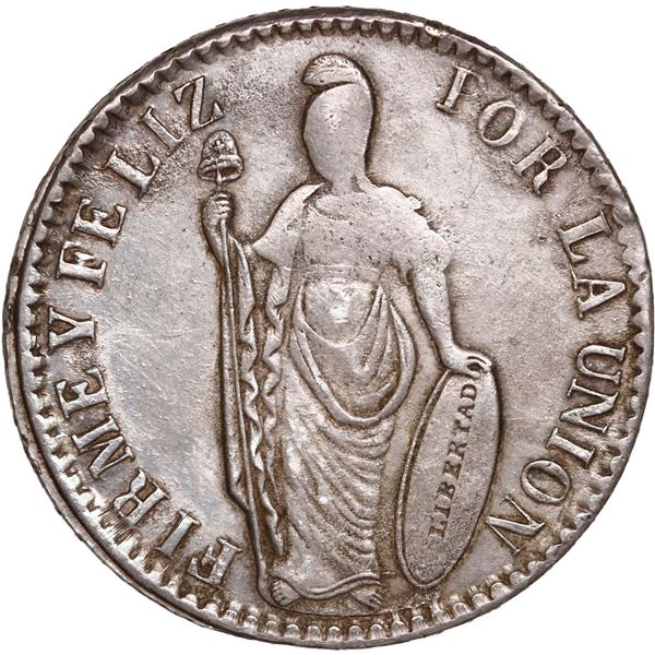 PERU, Pasco, 4 reales, 1857 AF, rare, NGC AU details / cleaned, ex-Flatt Plate, ex-Sellschopp, ex-O'