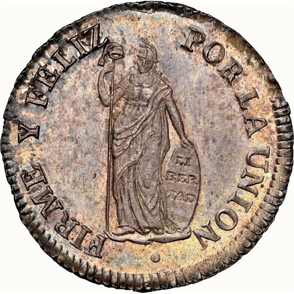 PERU, Lima, 2 reales, 1833/1 MM, NGC MS 62, finest and only example in NGC census, ex-Carter, ex-O'B