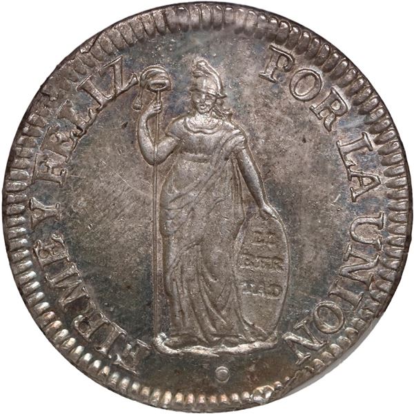 PERU, Lima, 2 reales, 1834/3 MM, NGC MS 63, finest known in NGC census, ex-O'Brien.