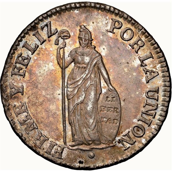 PERU, Lima, 2 reales, 1840 MB, without fineness, NGC AU 58, finest and only example in NGC census, e