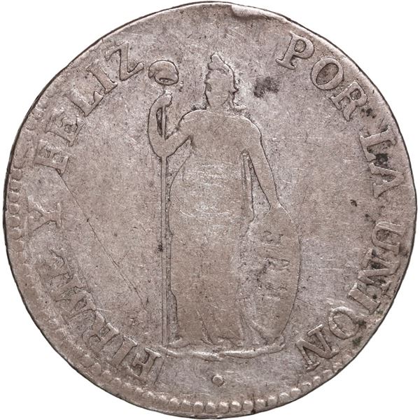 PERU, Pasco, 2 reales, 1843 M, mintmark Po, very rare, NGC G 6, finest and only example in NGC censu