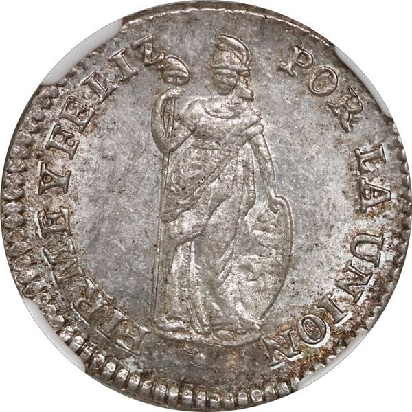PERU, Lima, 1 real, 1828 JM, NGC MS 63, "top pop," ex-O'Brien.