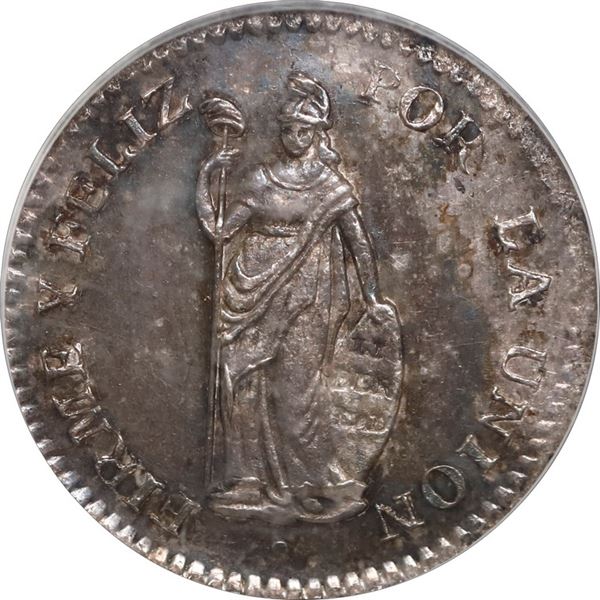 PERU, Lima, 1 real, 1830 JM, PCGS MS62, finest and only example in PCGS census, ex-O'Brien.