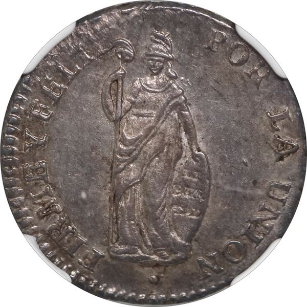 PERU, Lima, 1 real, 1832 MM, NGC MS 63, finest and only example in NGC census, ex-O'Brien.