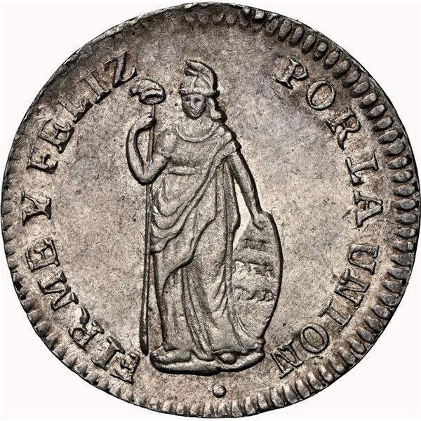 PERU, Lima, 1 real, 1842 MB, NGC MS 62+, ex-O'Brien.