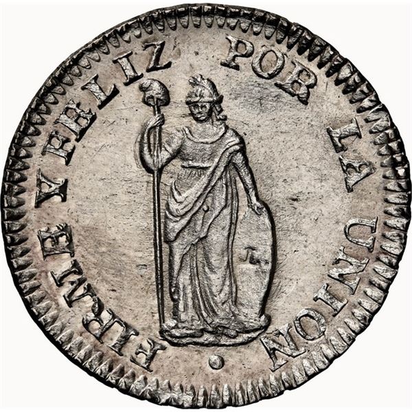 PERU, Lima, ½ real, 1826 JM, NGC MS 63, ex-O'Brien.