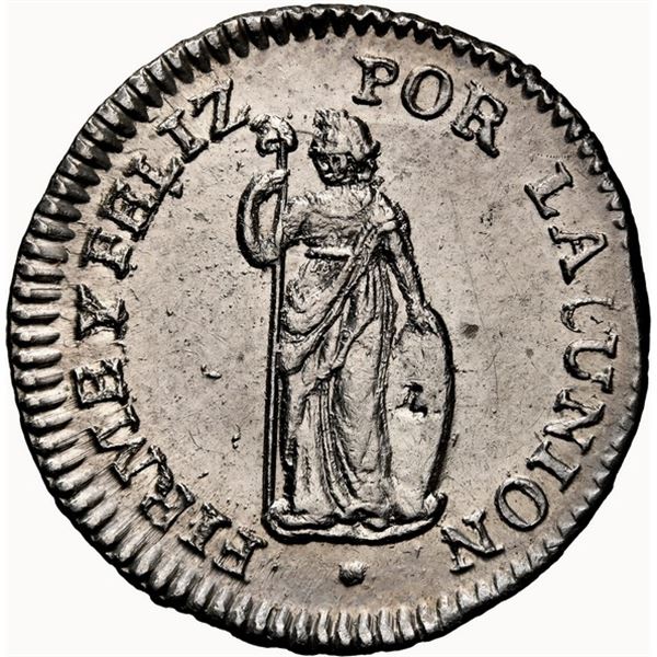 PERU, Lima, ½ real, 1833 MM, NGC MS 62, "top pop," ex-O'Brien.