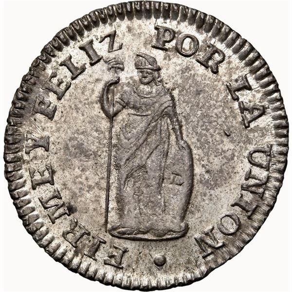 PERU, Cuzco, ½ real, 1833 B, NGC MS 63, "top pop," ex-Carter, ex-O'Brien.