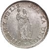 Image 1 : PERU, Cuzco, ½ real, 1835 B, NGC MS 65, finest known in NGC census, ex-Whittier, ex-O'Brien.