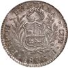 Image 2 : PERU, Cuzco, ½ real, 1835 B, NGC MS 65, finest known in NGC census, ex-Whittier, ex-O'Brien.