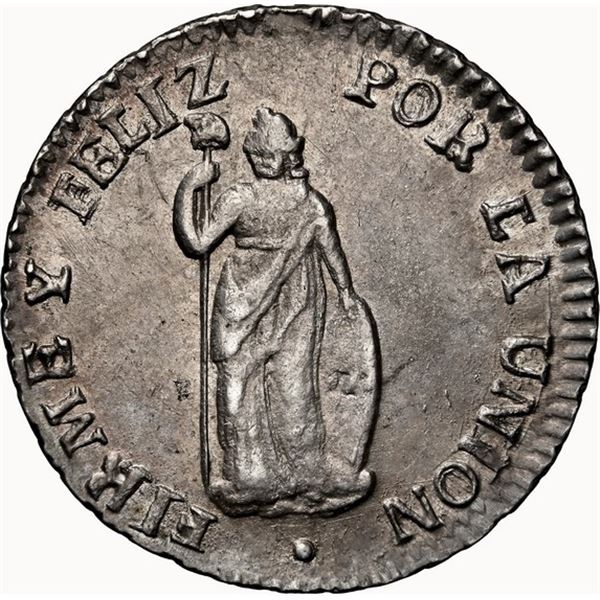 PERU, Lima, ½ real, 1850 MB, NGC MS 63, ex-O'Brien.