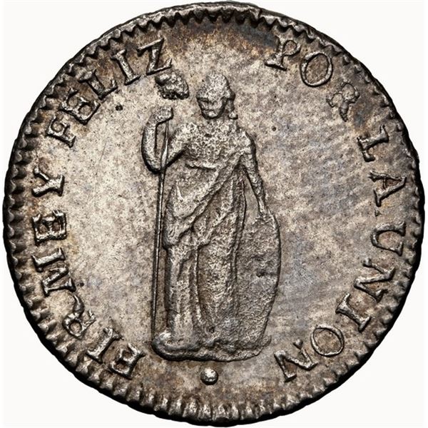 PERU, Lima, ½ real, 1851 MB, NGC MS 62, ex-Carter, ex-O'Brien.