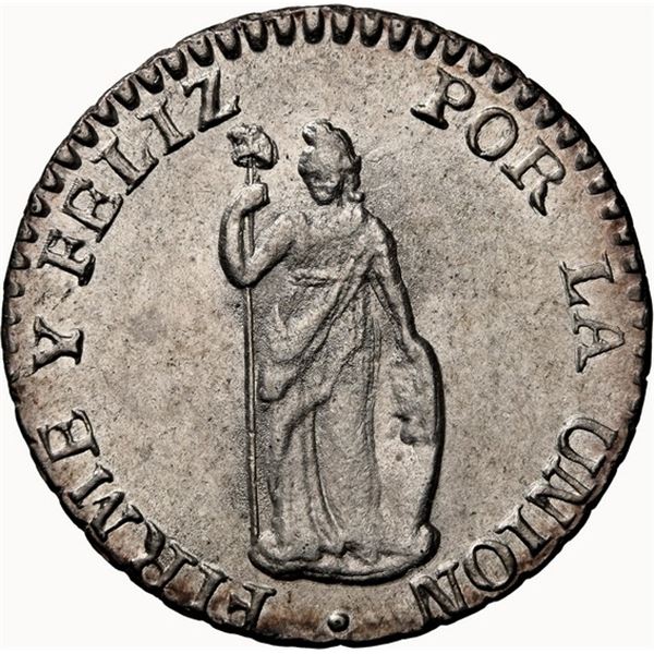 PERU, Lima, ½ real, 1855 MB, NGC MS 63+, ex-O'Brien.