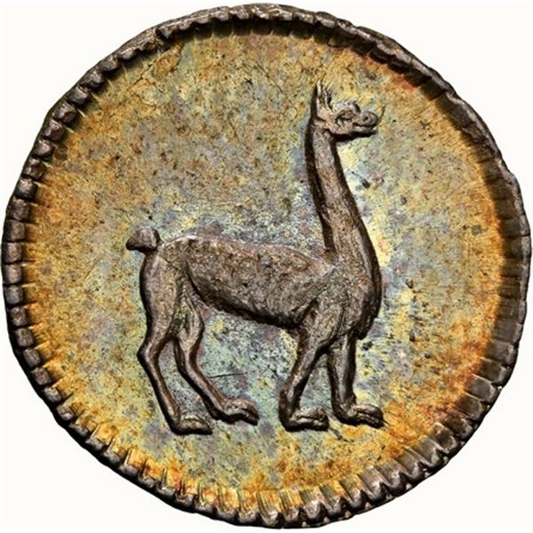 PERU, Lima, ¼ real, 1828/7, NGC MS 64, finest and only example in NGC census, ex-Flatt, ex-O'Brien.