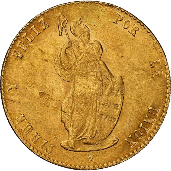 PERU, Lima, gold 8 escudos, 1854 MB, NGC MS 62, "top pop."