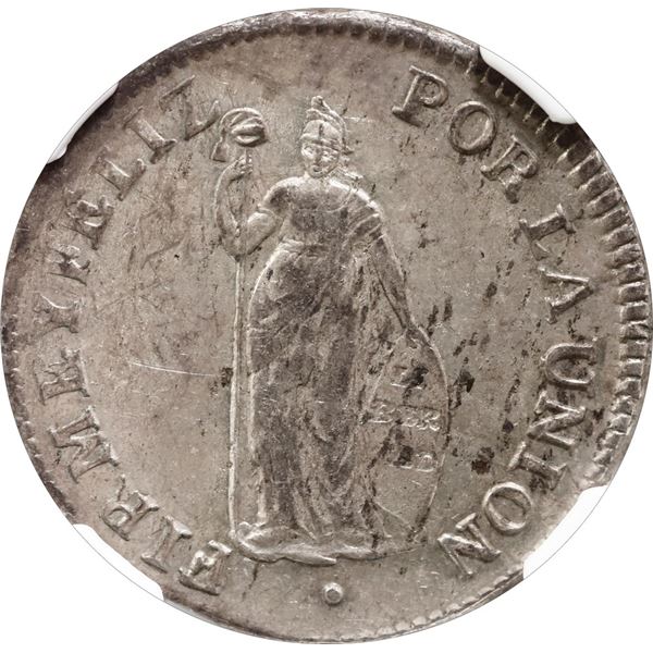 PERU, Lima, 2 reales, 1833 MM, NGC AU 55, finest and only example in NGC census.