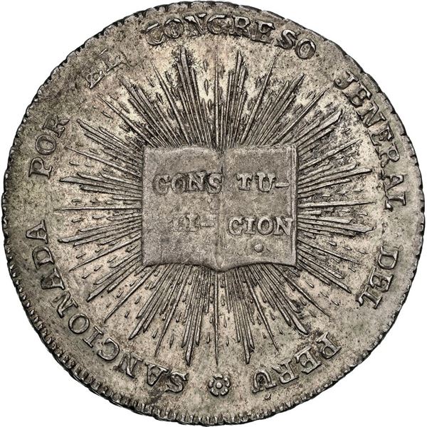 PERU, Cuzco, 2R-sized proclamation medal, 1839, new Constitution / Gamarra, NGC UNC details / cleane