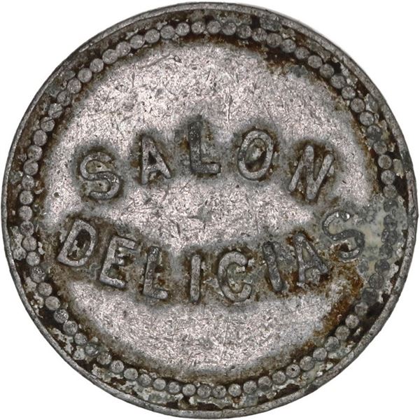 PUERTO RICO, unknown region, aluminum 5 centavos token, no date (early 1900s), Salon Delicias, very