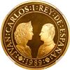 Image 2 : SPAIN, Madrid, gold proof 80000 pesetas, Juan Carlos I, 1989, Ferdinand-Isabel / Discovery of Americ