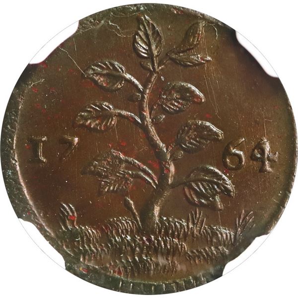 SURINAME, Dutch Guiana, copper duit, 1764, long grass, NGC MS 65 BN, "top pop."