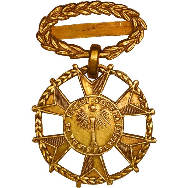 BOLIVIA, gold military decoration, 1841, Ingaví, very rare.