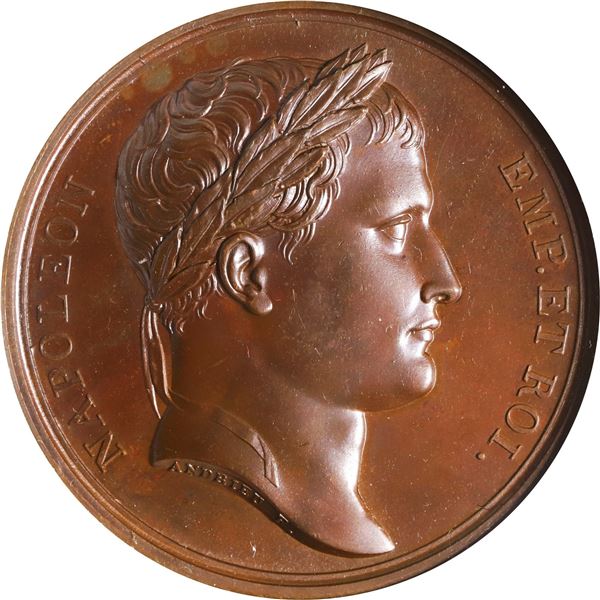FRANCE, bronze high relief medal, dated 1807, Napoleon / Victories of 1807, by Andrieu and Jaley, NG