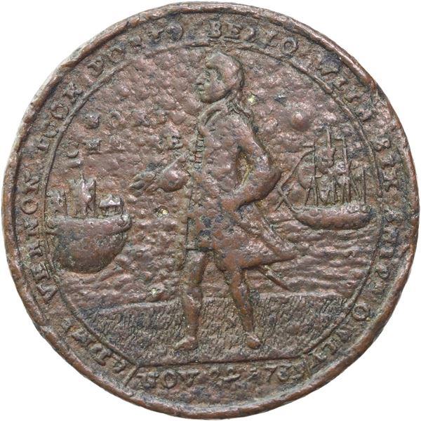 GREAT BRITAIN, copper alloy Admiral Vernon medal, 1739, Vernon and Fort Chagre / Porto Bello, ex-Ada