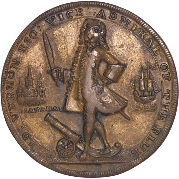 GREAT BRITAIN, copper alloy Admiral Vernon medal, 1739, Vernon and Havana / Porto Bello, ex-Adams.