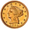 Image 1 : UNITED STATES, Philadelphia mint, gold proof $2½ coronet Liberty "quarter eagle," 1894, NGC PF 58.