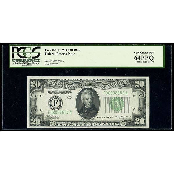 UNITED STATES, Federal Reserve Bank of Atlanta, $20 Federal Reserve note, series of 1934, serial F06