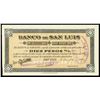 Image 1 : ARGENTINA, San Luis, Banco de San Luis, 10 pesos, 17-3-1894, series D, serial 01263, with purple ova