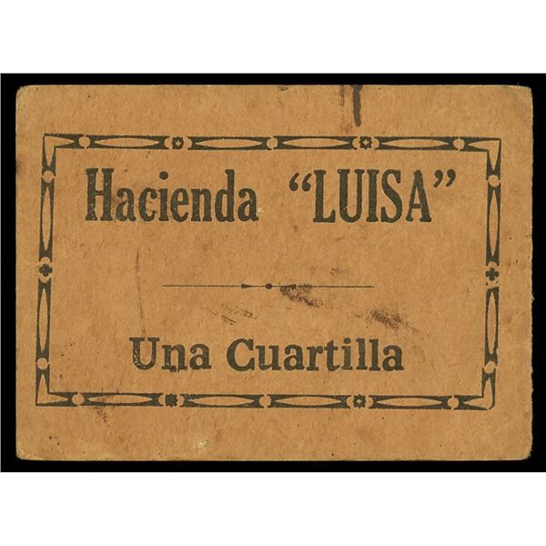 PUERTO RICO, Hacienda Luisa, paper 1 cuartilla, circa 1890s, ex-Roehrs, ex-Rudman.
