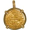 Image 1 : SPAIN, Seville, gold 1 escudo, Charles-Joanna, assayer * to right, mintmark S to left, mounted cross