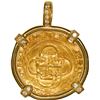 Image 1 : SPAIN, Seville, gold 1 escudo, Charles-Joanna, assayer Gothic D to right, mintmark S to left, mounte