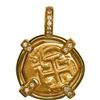 Image 1 : SPAIN, Seville, gold cob 1 escudo, Philip III, assayer D, mounted cross-side out in 18K gold pendant